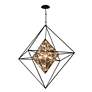 Epic 30" Wide Forged Iron and Topaz Glass Pendant Light