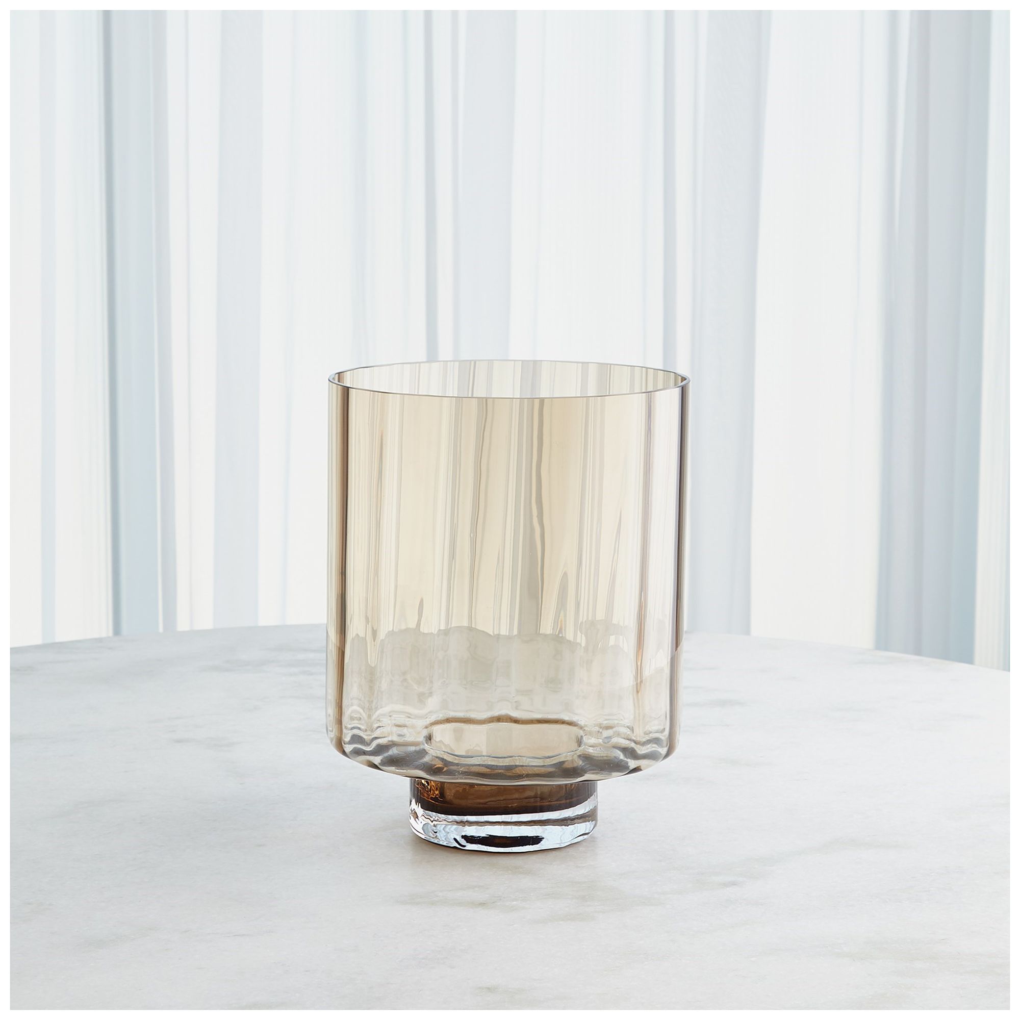 Image 3 Epic Hurricane 13 1/2" High Topaz Glass Candle Holder more views