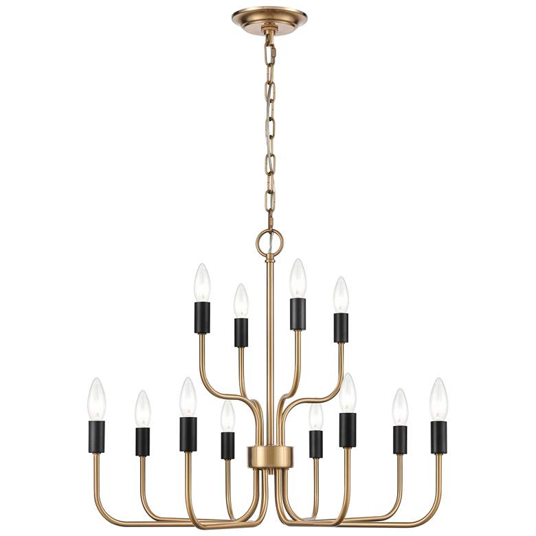 Image 1 Epping Avenue 24 inch Wide 12-Light Chandelier - Aged Brass