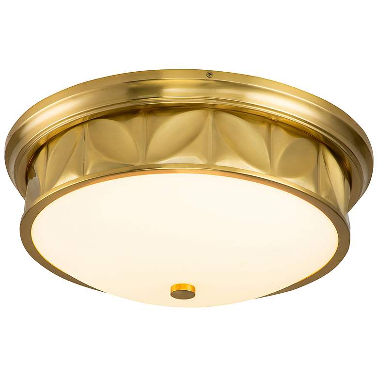Image 1 Epsilon 3 Light Flush Mount Aged Brass