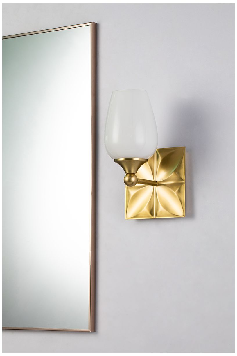 Image 4 Epsilon Modern 1 Light Wall Sconce in Aged Gold Brass more views