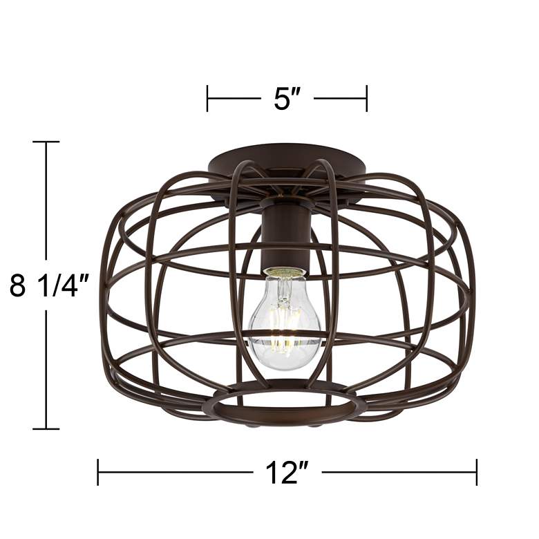 Epstein 12&quot; Wide Oil-Rubbed Bronze Caged Ceiling Light more views