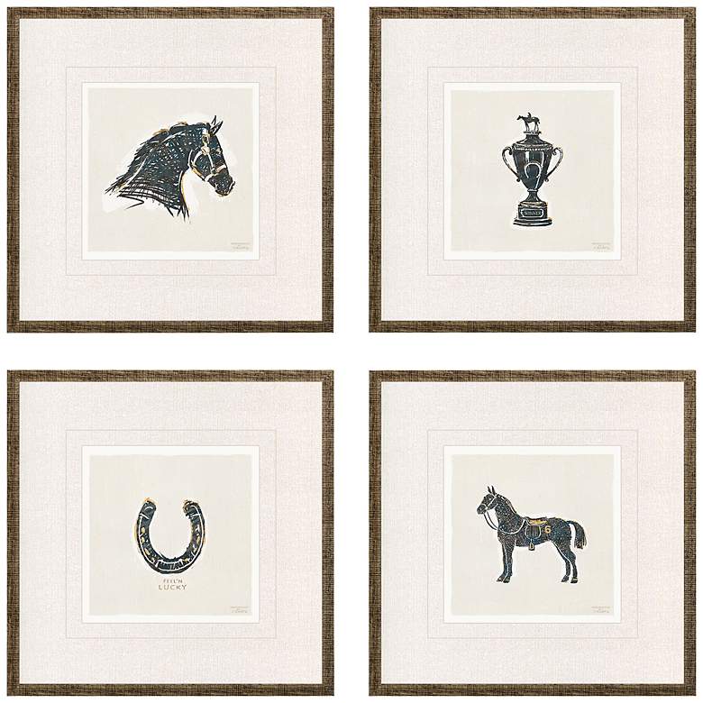 Image 3 Equestrian 20" Square 4-Piece Giclee Framed Wall Art Set