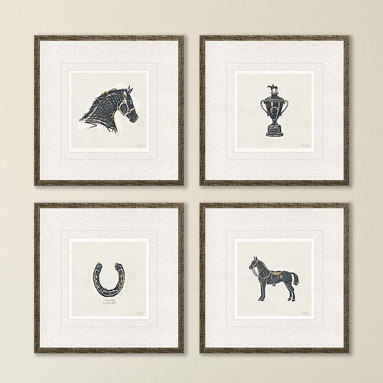 Image 2 Equestrian 20" Square 4-Piece Giclee Framed Wall Art Set