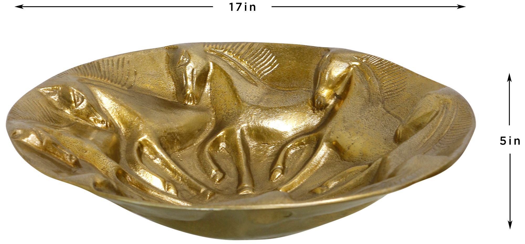 Image 3 Equestrian Fractured Earth Decorative Bowl - Antique Brass more views