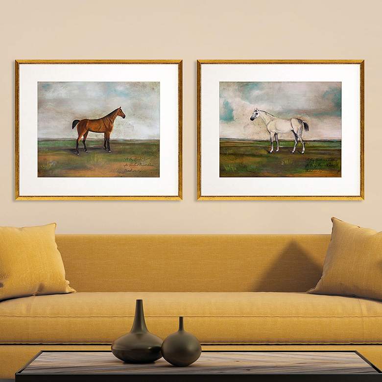 Image 2 Equestrian I 27" Wide 2-Piece Giclee Framed Wall Art Set