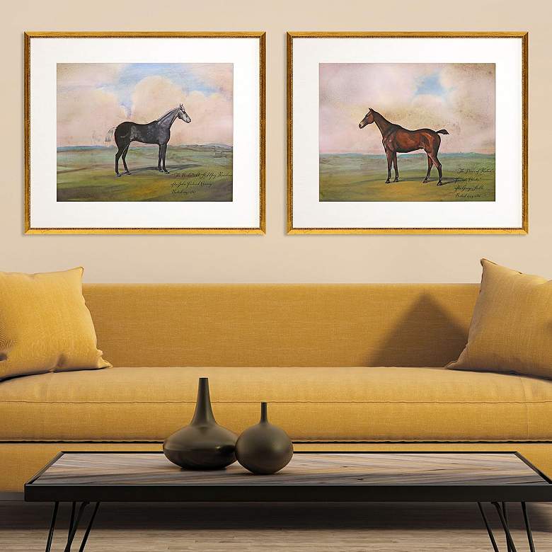 Image 2 Equestrian II 27" Wide 2-Piece Giclee Framed Wall Art Set