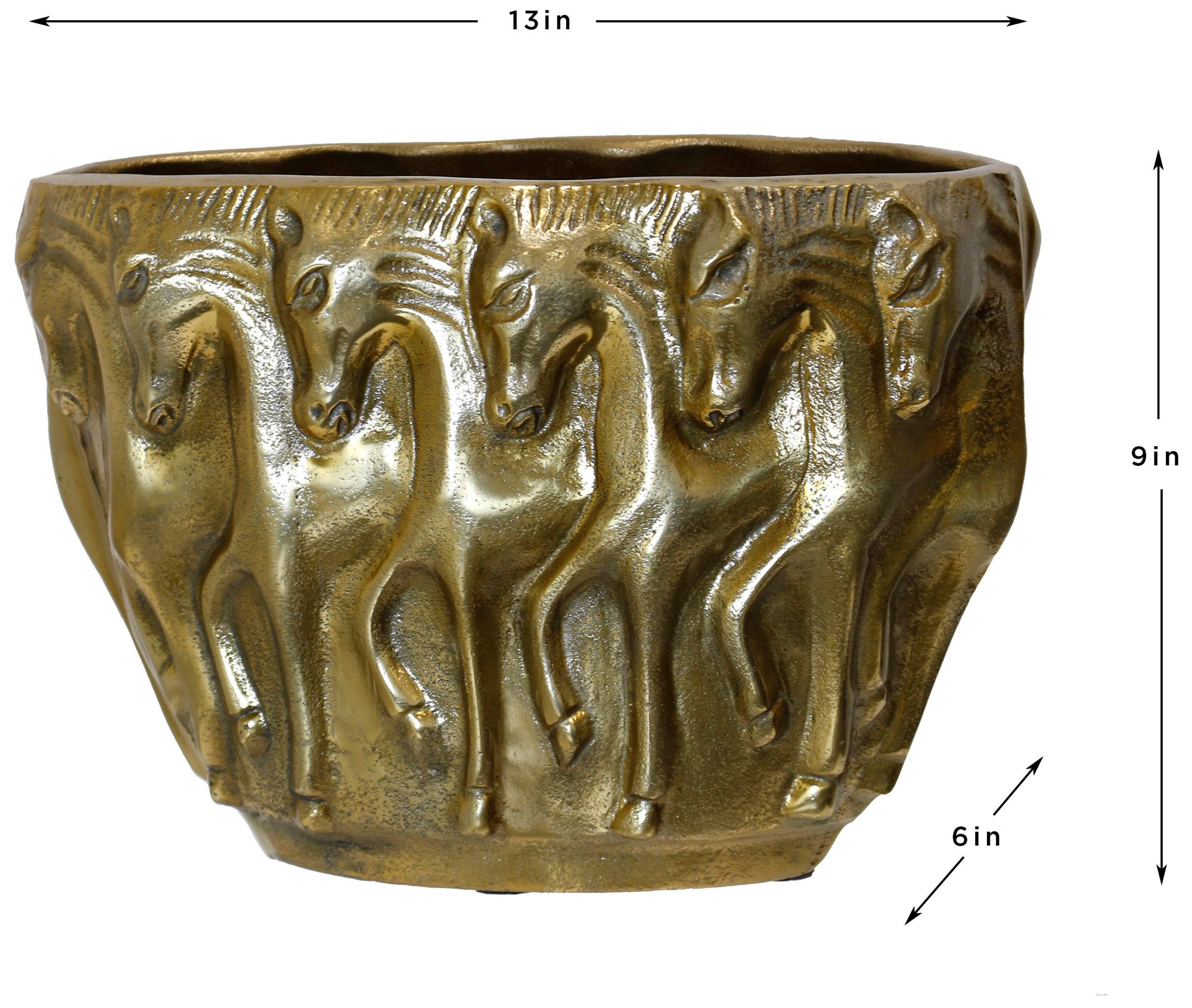 Image 2 Equestrian Relief Decorative Bowl - Antique Brass more views