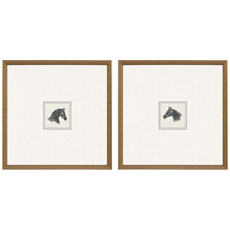 Image 2 Equestrian Study 17"W 2-Piece Exclusive Framed Wall Art Set