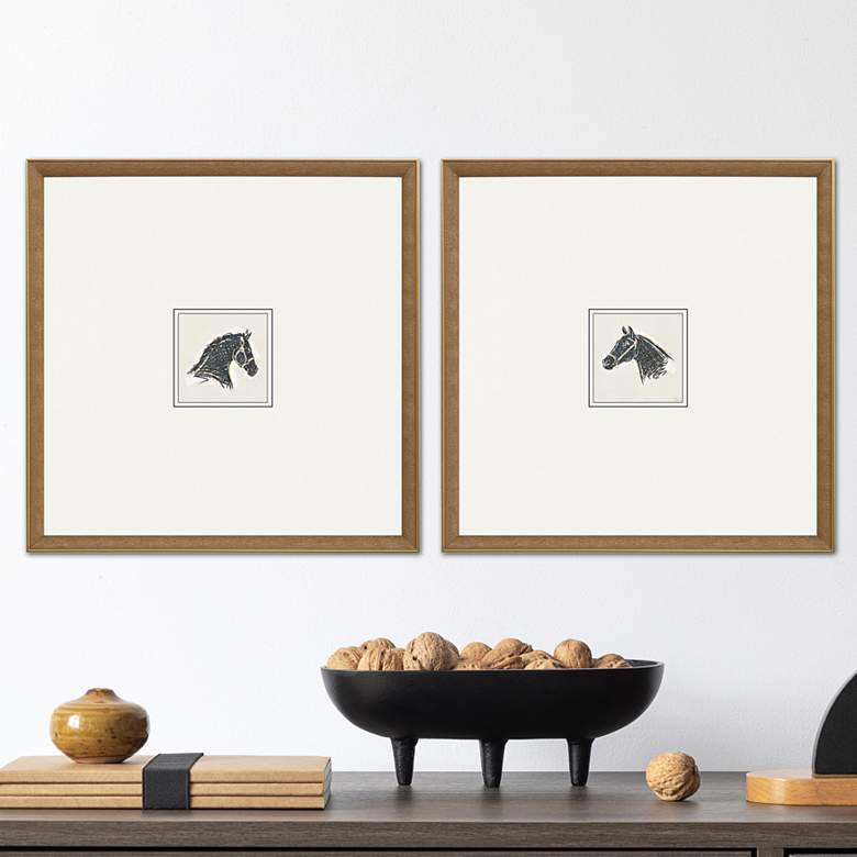 Image 1 Equestrian Study 17"W 2-Piece Exclusive Framed Wall Art Set