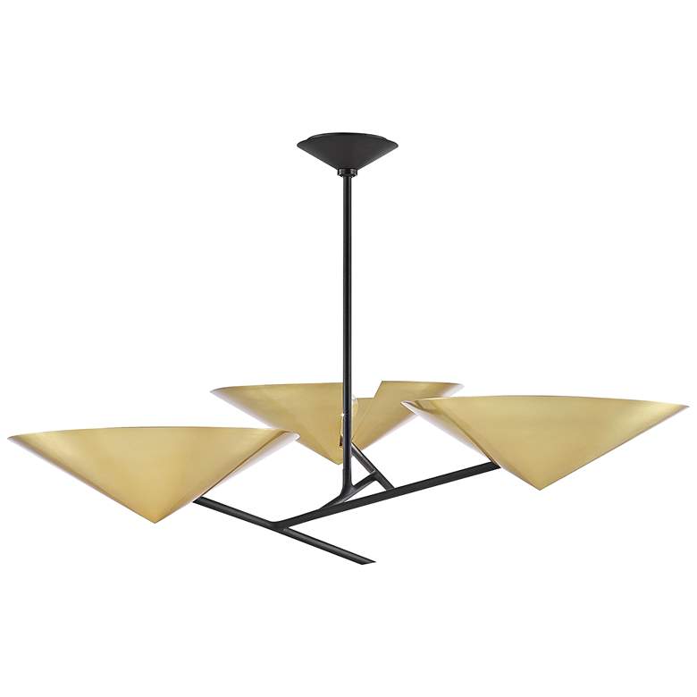 Image 1 Equilibrium 39.5" Wide 3-Light Black and Brass Modern Chandelier