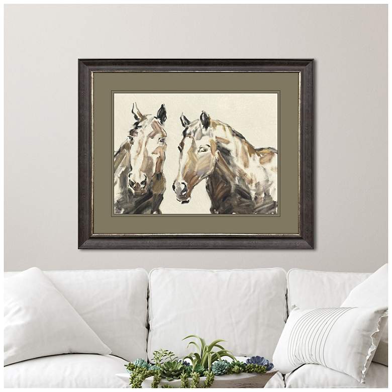 Image 4 Equine Sketch Together 45"W x 37"H Modern Framed Art more views