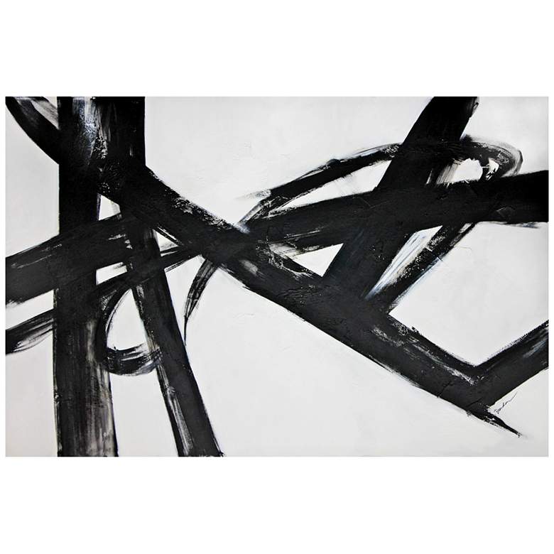Image 1 Equinox 36 inch Wide Black and White Abstract Canvas Wall Art