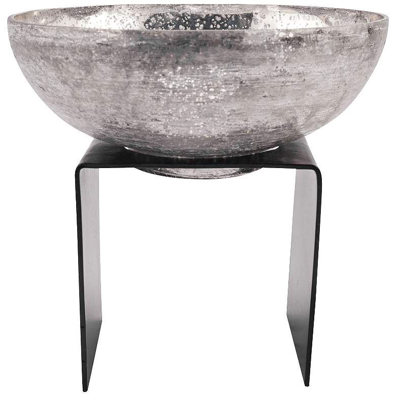 Image 1 Equis 11 3/4" Rustic and Antique Silver Artifact Glass Bowl