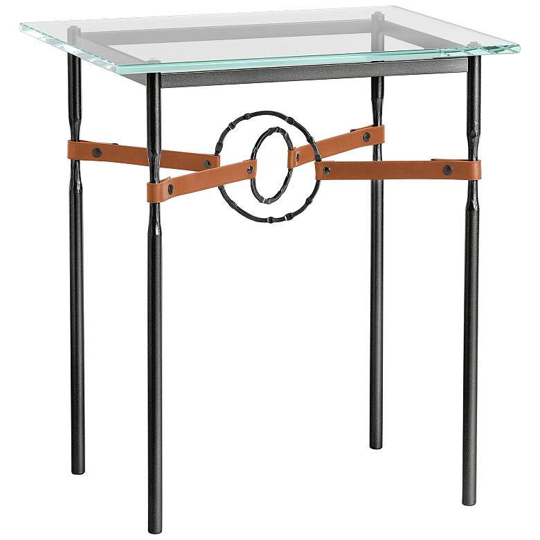 Image 1 Equus 22" Wide Black Side Table w/ Black Ring Chestnut Strap
