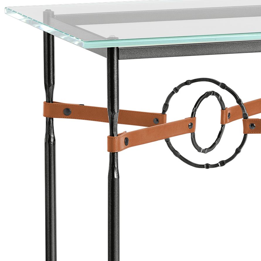 Image 2 Equus 22" Wide Black Side Table w/ Black Ring Chestnut Strap more views