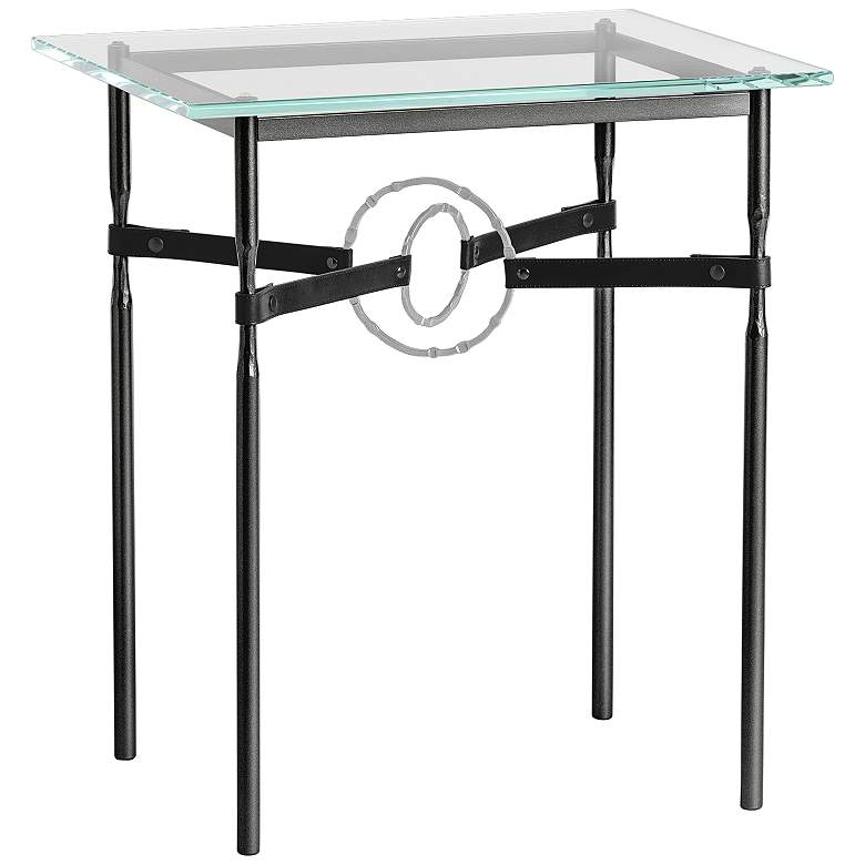 Image 1 Equus 22 inch Wide Black Side Table w/ Platinum Ring Black Strap