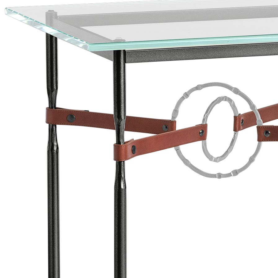 Image 2 Equus 22" Wide Black Side Table w/ Platinum Ring Brown Strap more views