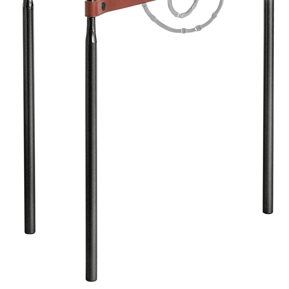 Image 3 Equus 22" Wide Black Side Table w/ Platinum Ring Brown Strap more views