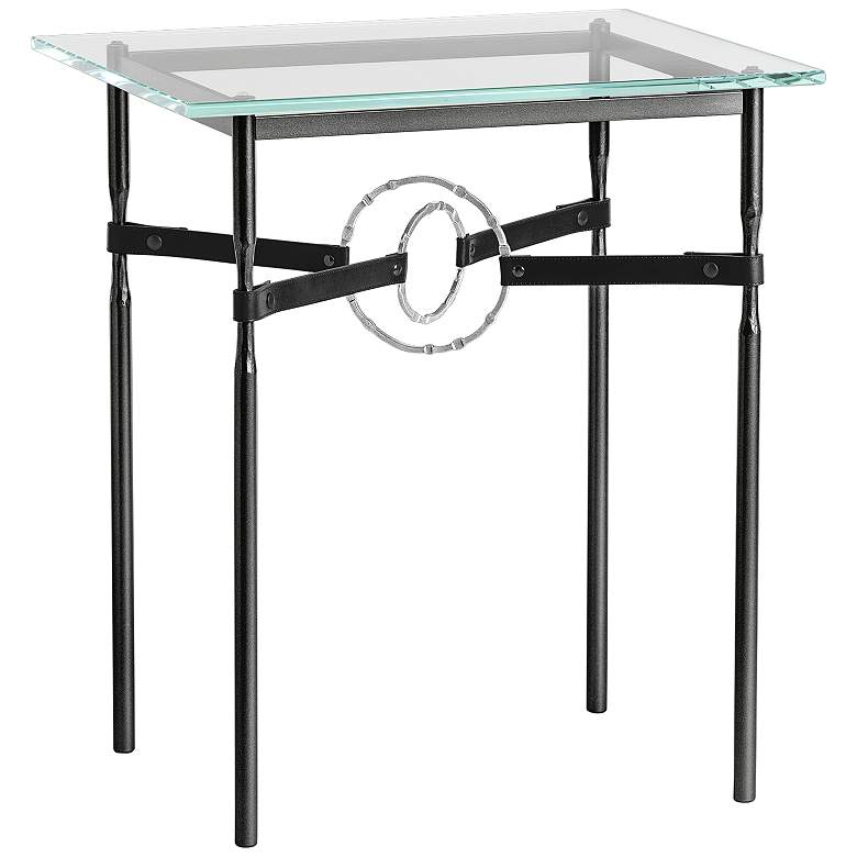 Equus 22 inch Wide Black Side Table w/ Sterling Ring Black Strap