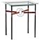 Equus 22" Wide Black Side Table w/ Sterling Ring Brown Strap