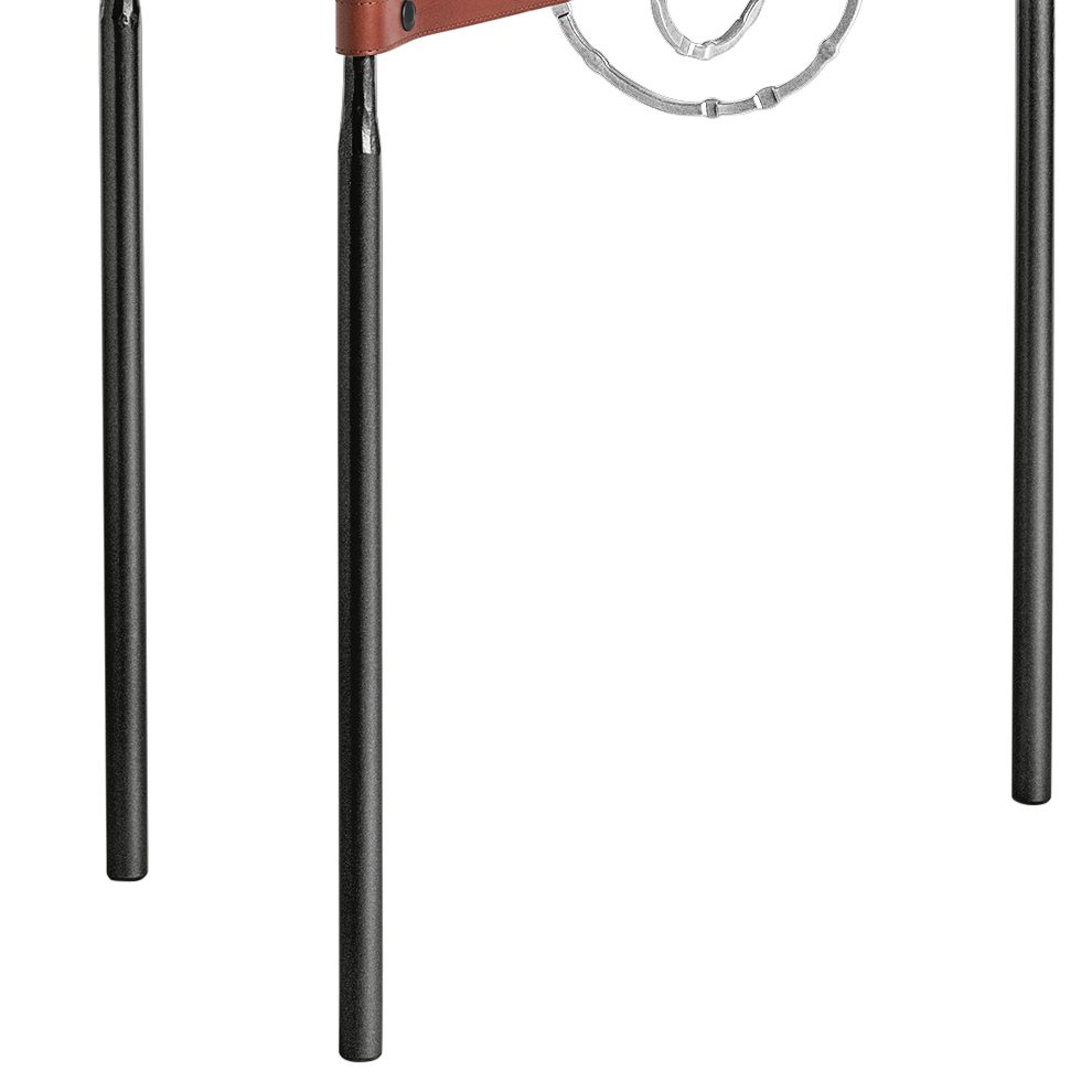 Image 3 Equus 22" Wide Black Side Table w/ Sterling Ring Brown Strap more views