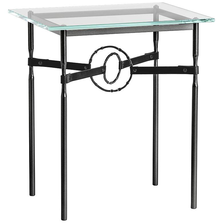 Equus 22 inch Wide Black Side Table with Black Ring Black Strap