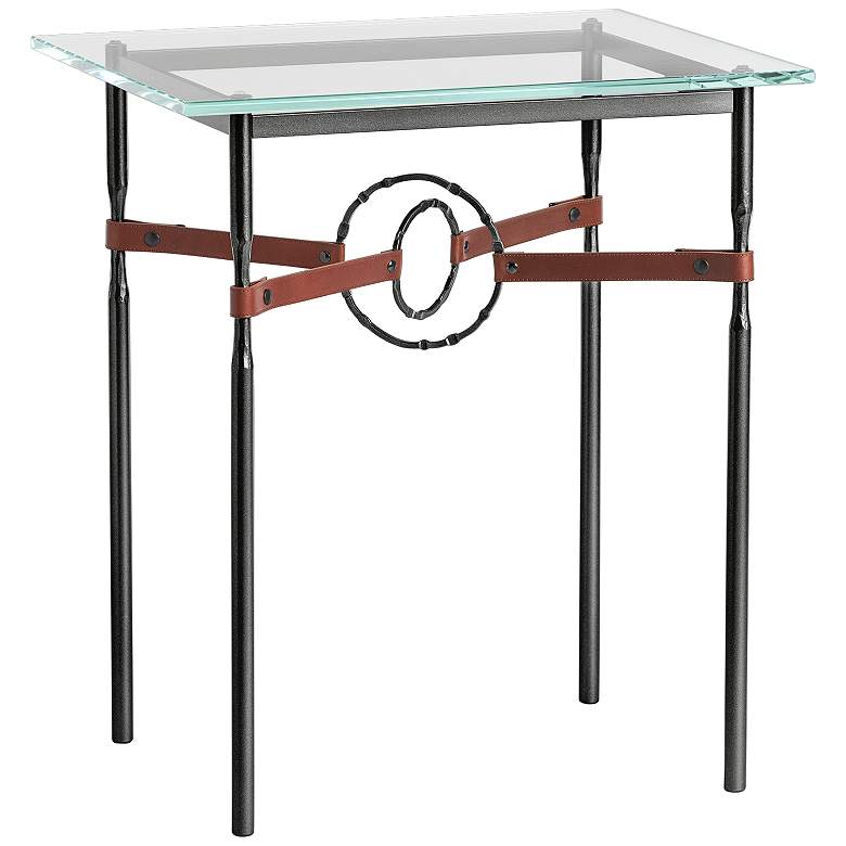Image 1 Equus 22 inch Wide Black Side Table with Black Ring Brown Strap