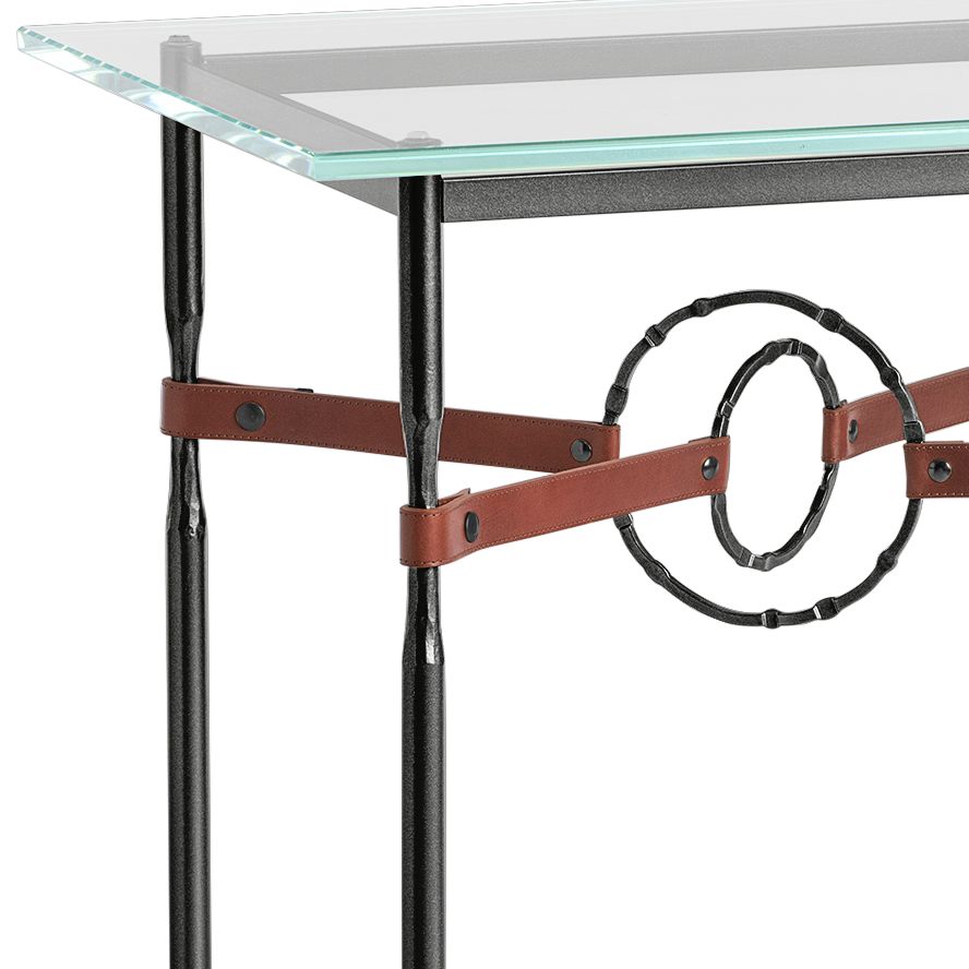 Image 2 Equus 22" Wide Black Side Table with Black Ring Brown Strap more views