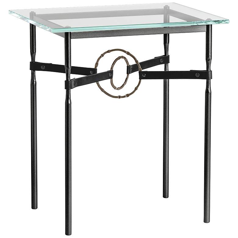 Image 1 Equus 22" Wide Black Side Table with Bronze Ring Black Strap
