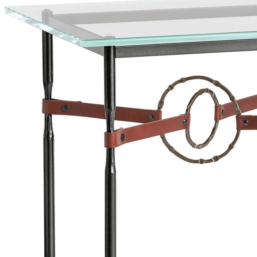 Image 2 Equus 22" Wide Black Side Table with Bronze Ring Brown Strap more views
