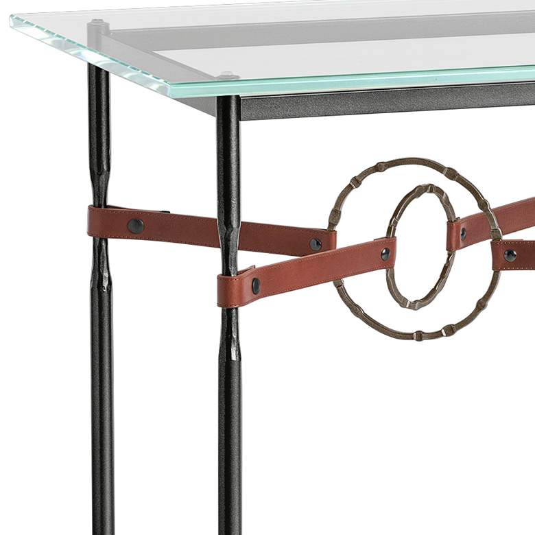 Equus 22 inch Wide Black Side Table with Bronze Ring Brown Strap more views