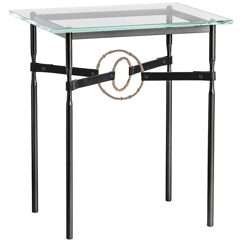 Image 1 Equus 22" Wide Black Side Table with Gold Ring Black Strap