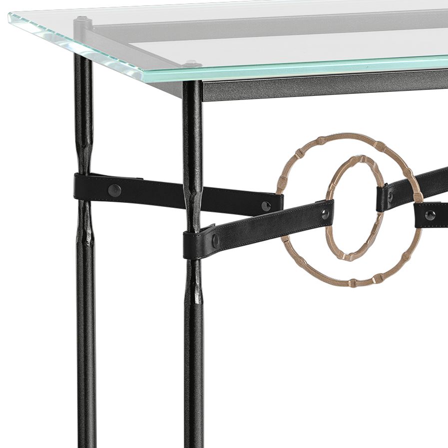 Image 2 Equus 22" Wide Black Side Table with Gold Ring Black Strap more views