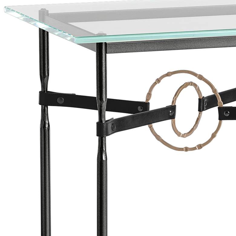 Equus 22 inch Wide Black Side Table with Gold Ring Black Strap more views