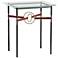 Equus 22" Wide Black Side Table with Gold Ring Brown Strap