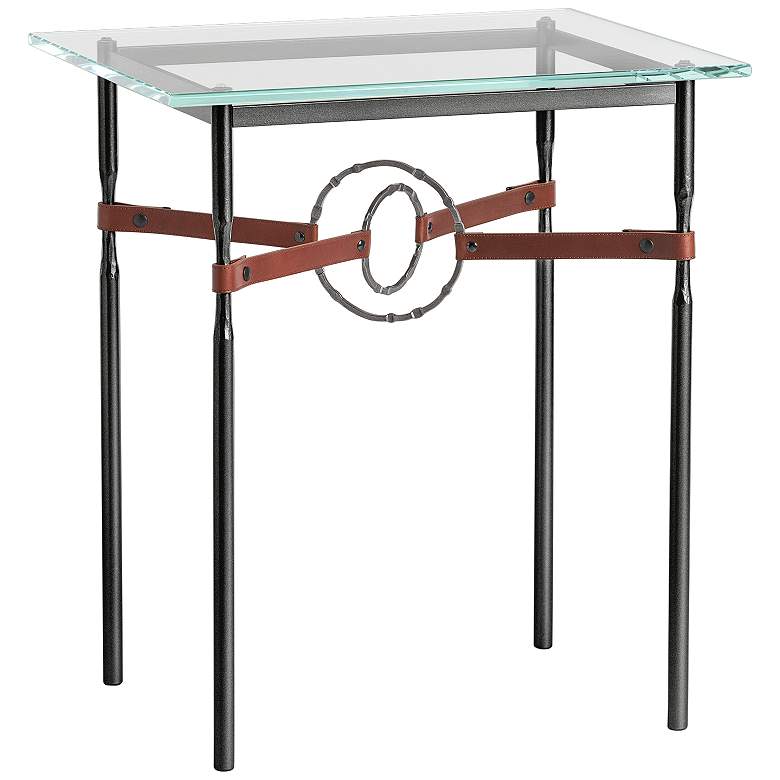 Image 1 Equus 22" Wide Black Side Table with Smoke Ring Brown Strap
