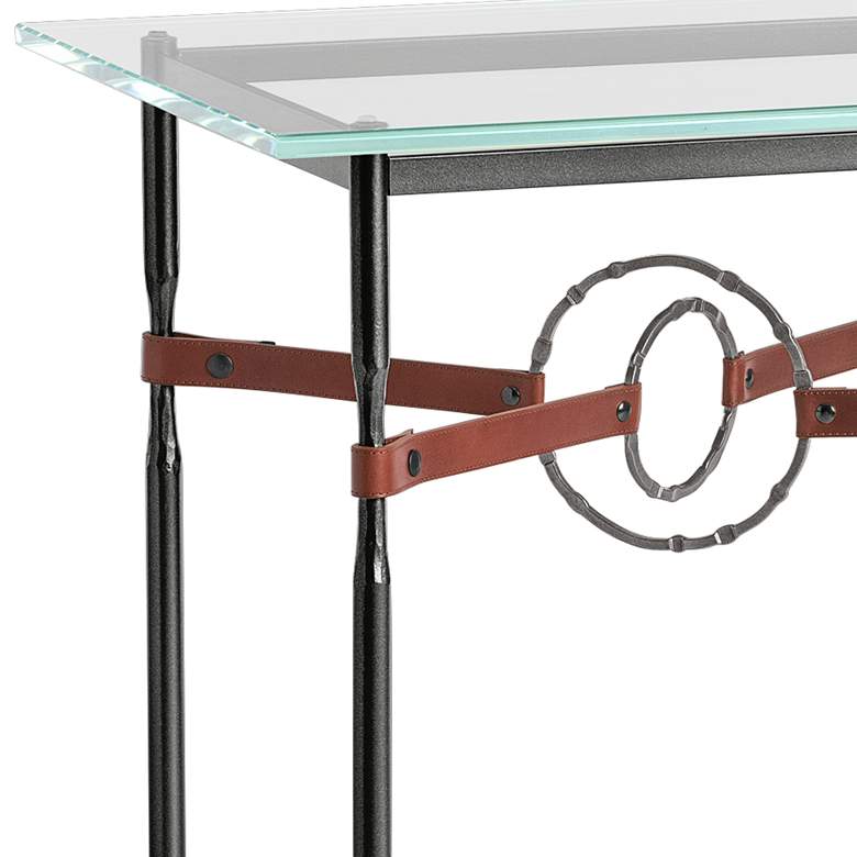 Equus 22 inch Wide Black Side Table with Smoke Ring Brown Strap more views