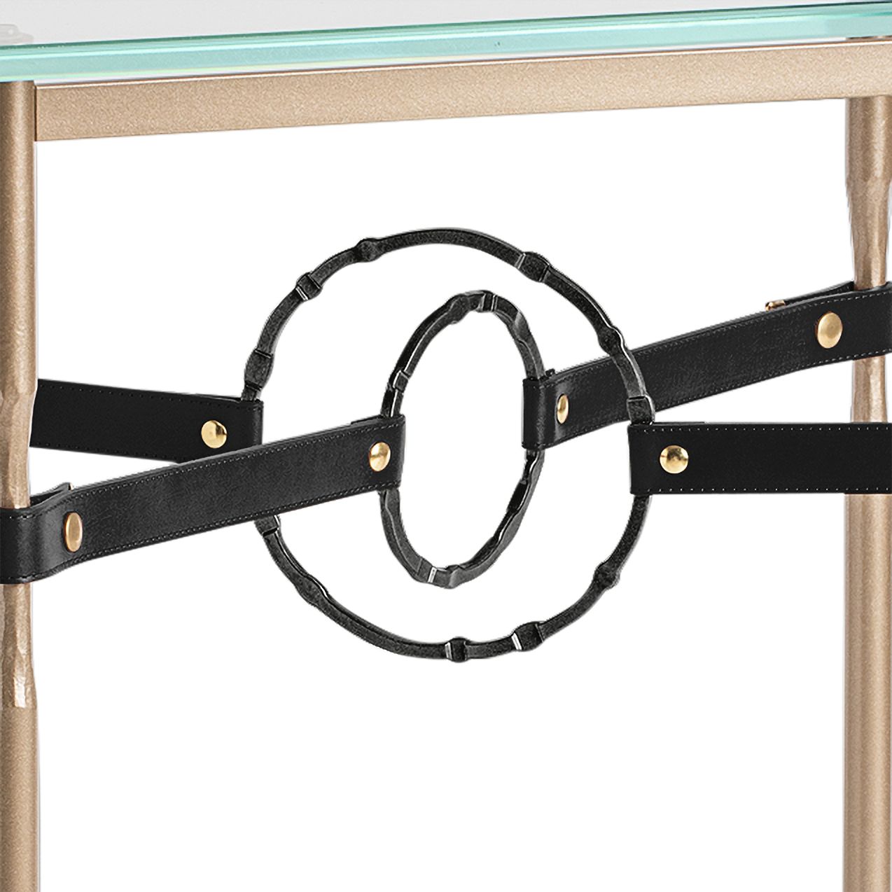 Image 3 Equus 22" Wide Gold Black Straps with Black Rings Side Table more views