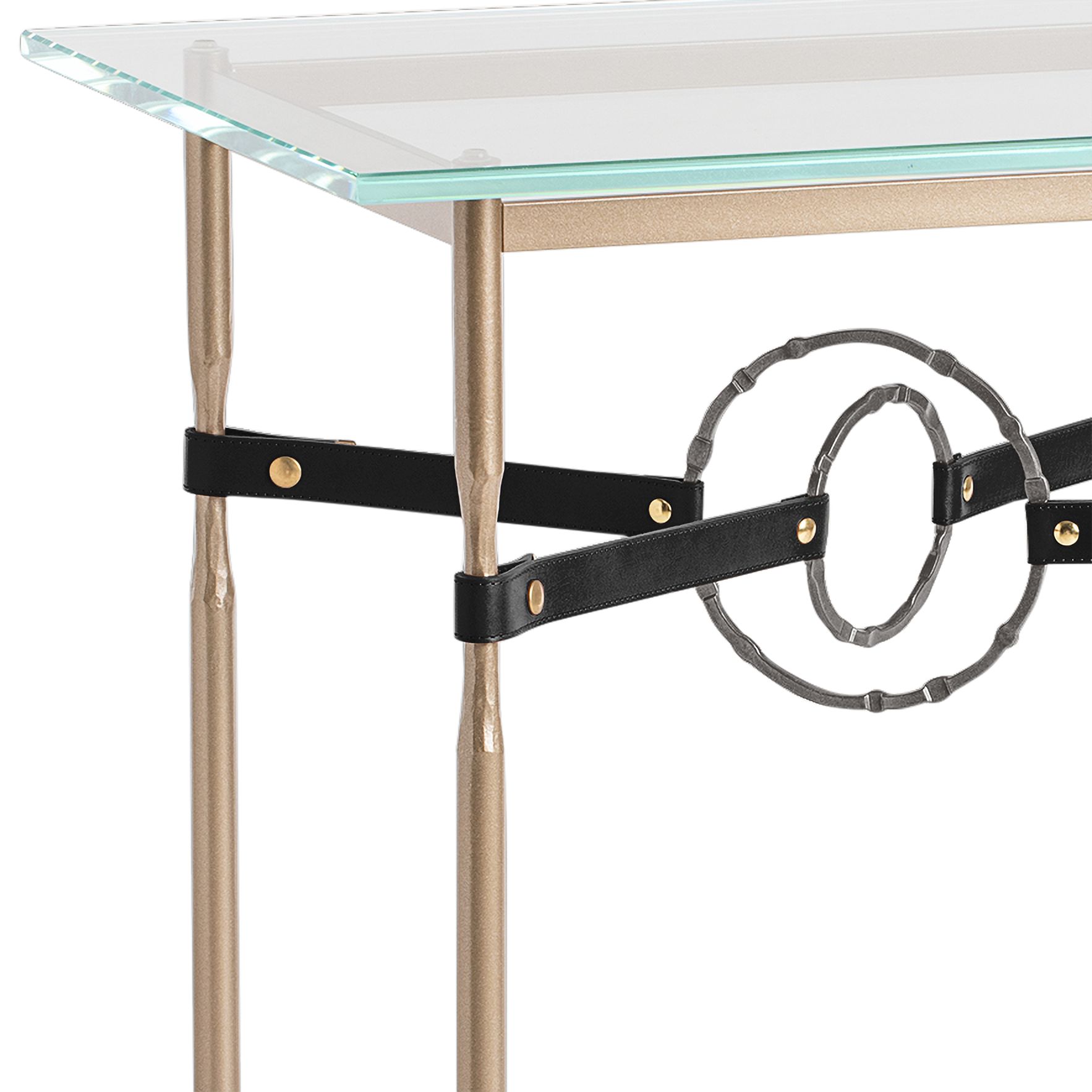 Image 2 Equus 22" Wide Gold Black Straps with Smoke Rings Side Table more views