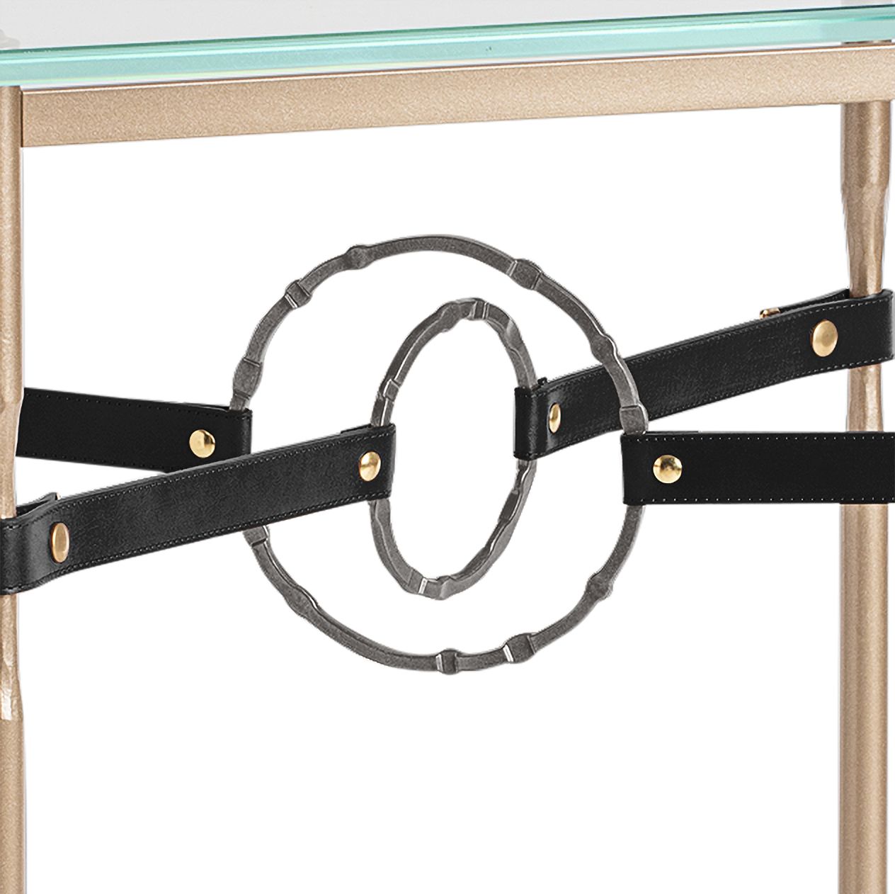 Image 3 Equus 22" Wide Gold Black Straps with Smoke Rings Side Table more views