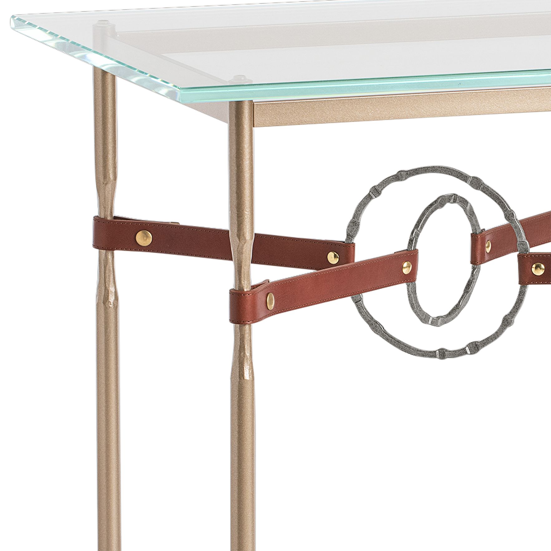 Image 2 Equus 22" Wide Gold Brown Straps with Iron Rings Side Table more views