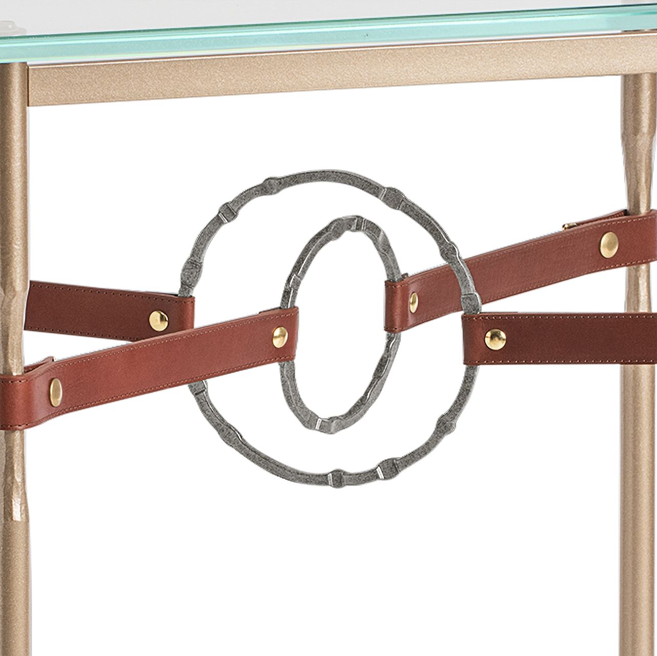 Image 3 Equus 22" Wide Gold Brown Straps with Iron Rings Side Table more views