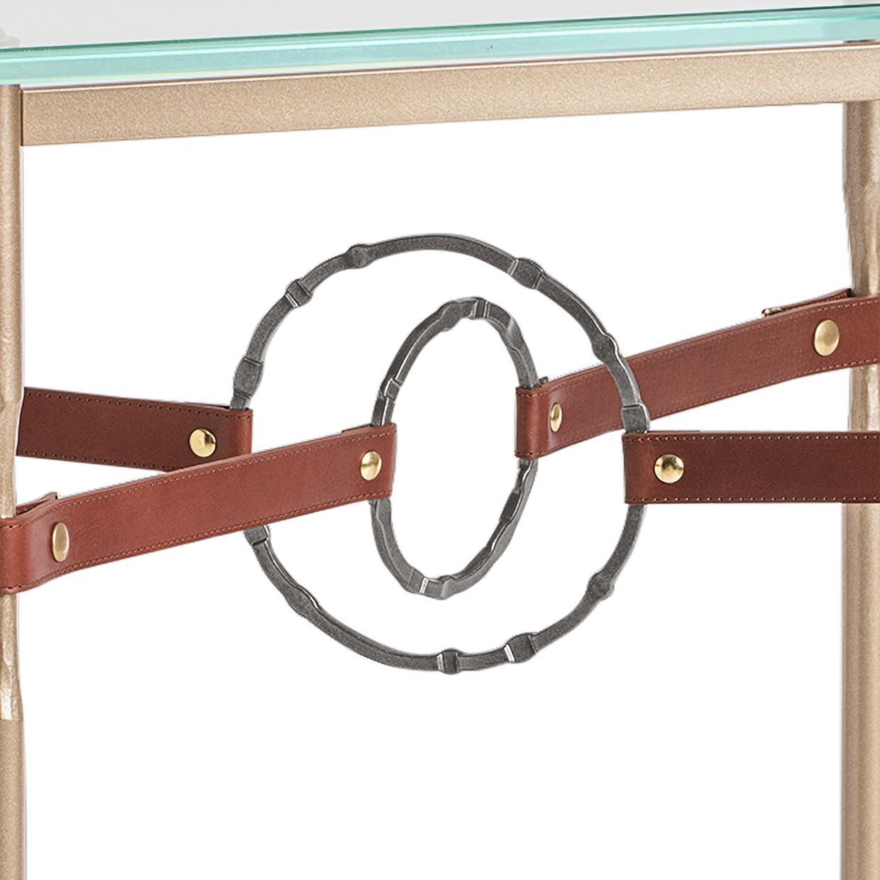 Image 3 Equus 22" Wide Gold Brown Straps with Smoke Rings Side Table more views