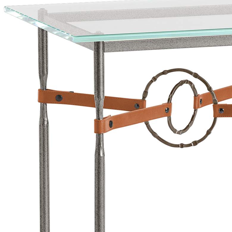 Equus 22 inch Wide Iron Side Table w/ Bronze Ring Chestnut Strap more views