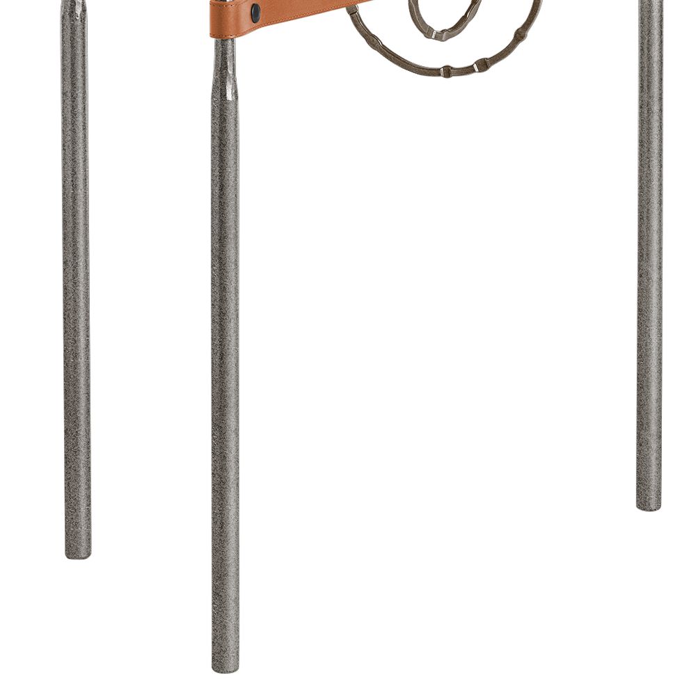 Image 3 Equus 22" Wide Iron Side Table w/ Bronze Ring Chestnut Strap more views