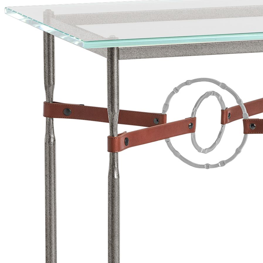 Image 2 Equus 22" Wide Iron Side Table w/ Platinum Ring Brown Strap more views
