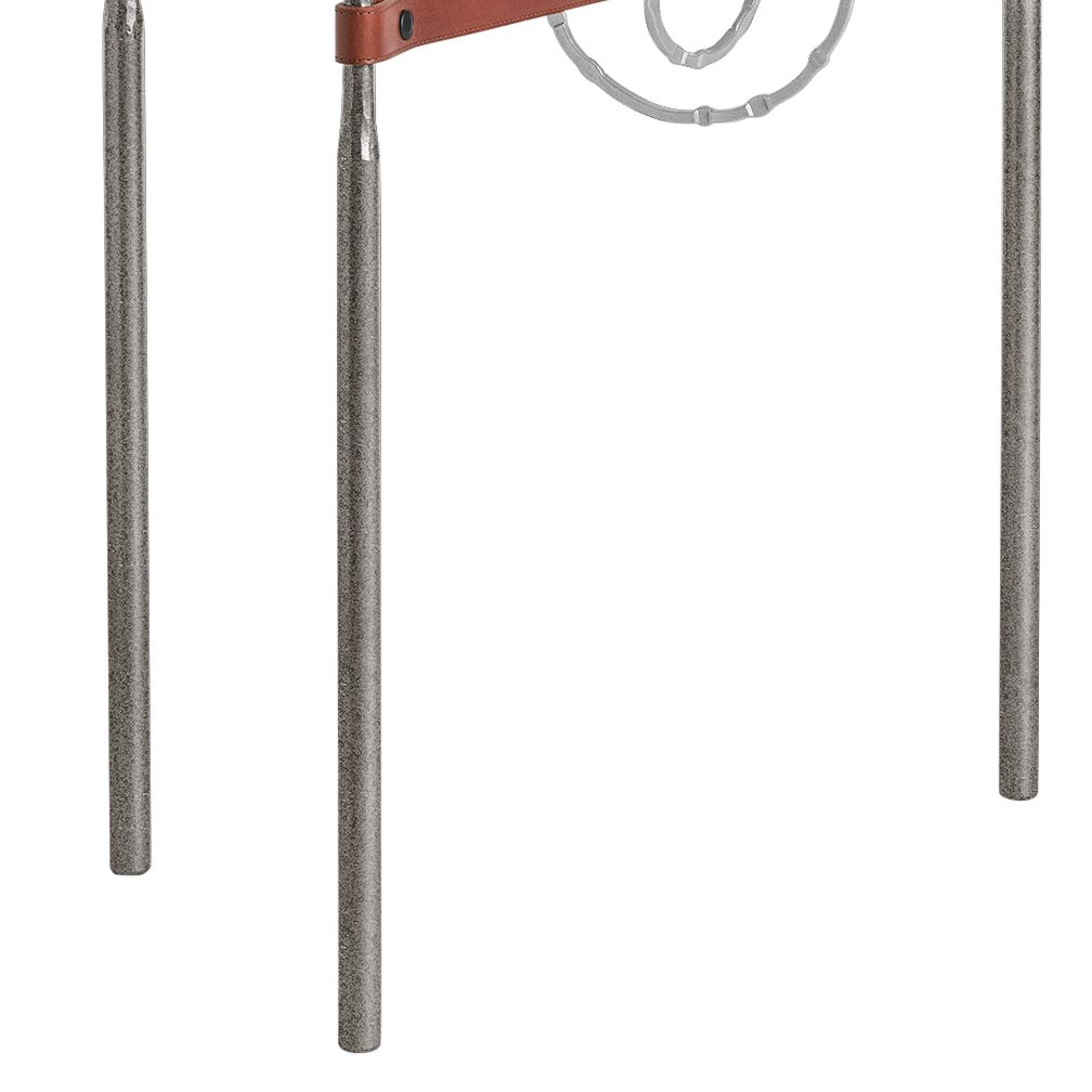 Image 3 Equus 22" Wide Iron Side Table w/ Platinum Ring Brown Strap more views