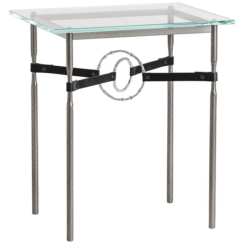 Image 1 Equus 22" Wide Iron Side Table w/ Sterling Ring Black Strap