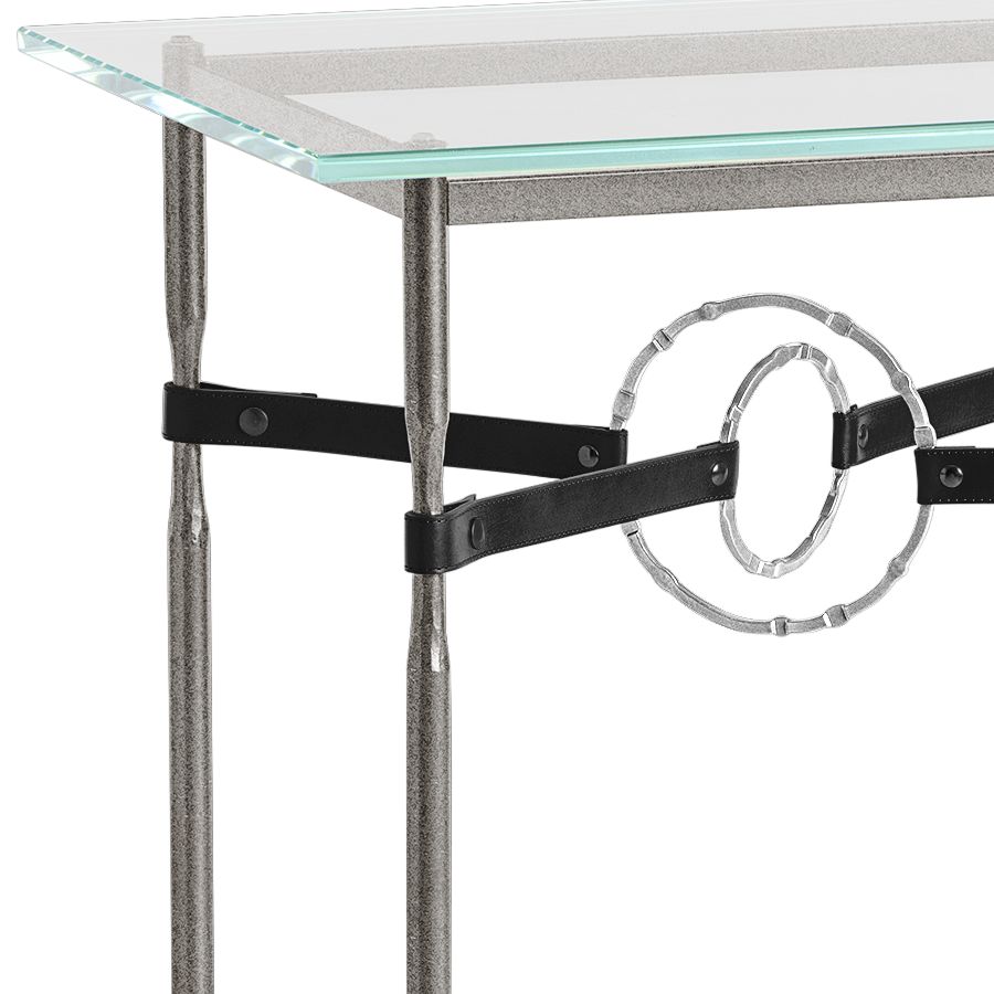 Image 2 Equus 22" Wide Iron Side Table w/ Sterling Ring Black Strap more views